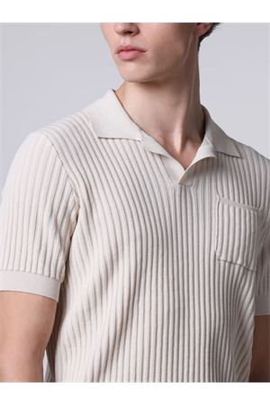 Polo a coste in puro cotone beige ROBERTO COLLINA | 261MYA1312403